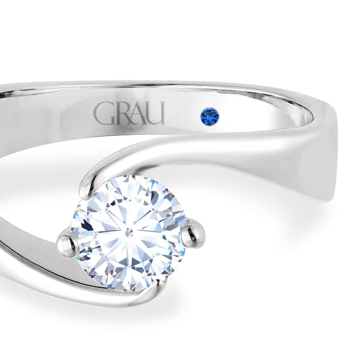Anillo de compromiso Grau con zafiro azul en el interior del aro