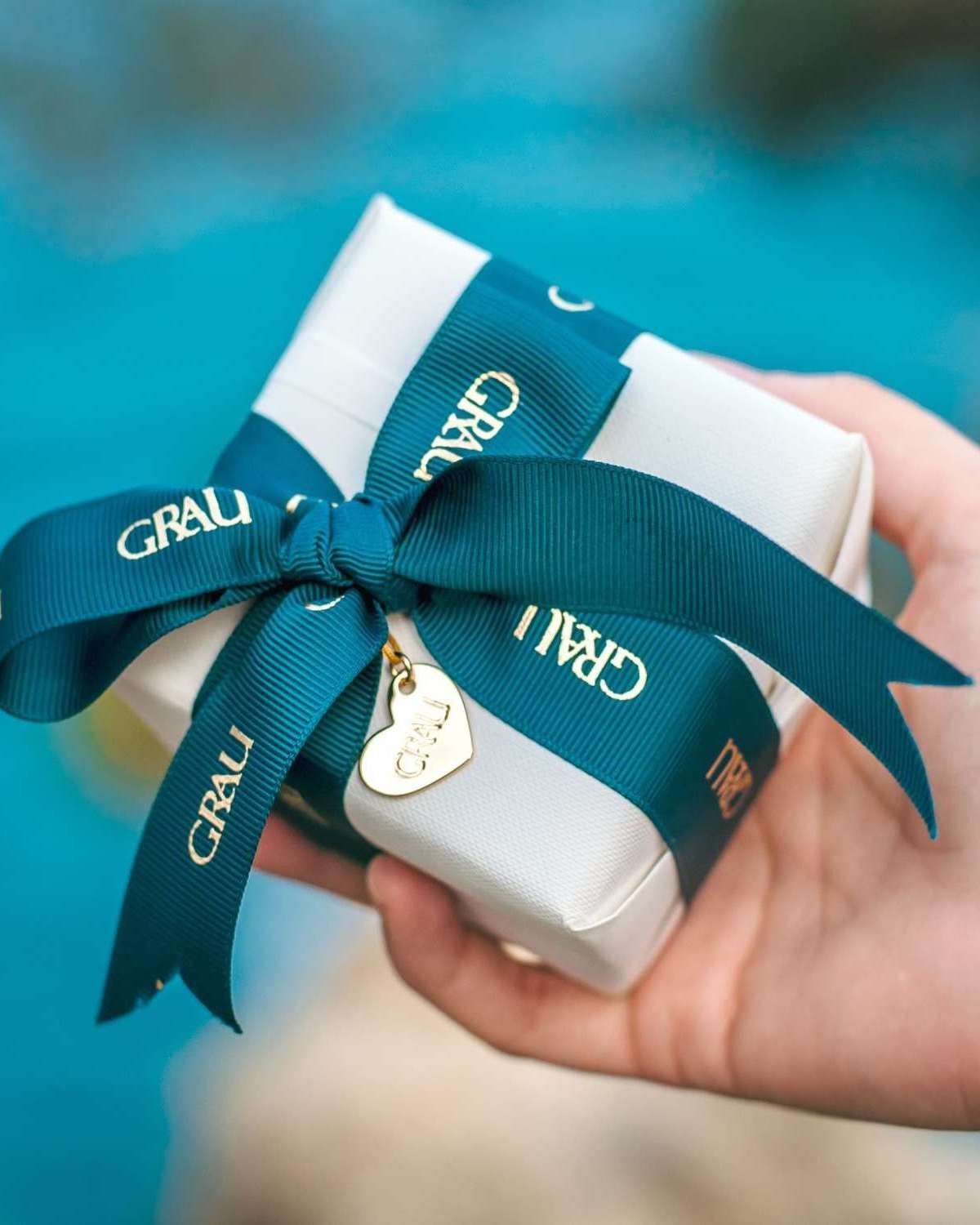 Estuche de regalo Grau con lazo verde