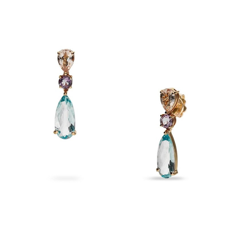 Pendientes largos oro rosa Good Mood
